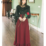 Yipinpay Two Piece Set Women High Quality Outfits Black Long Sleeve Blouse Top + Skirt Suit Female