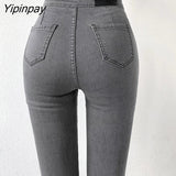 Yipinpay Black Skinny Stretch Mom Jeans High Waist Plus Up Pencil Pants Woman Denim Pantalones De Mujer Autumn Winter