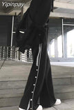 Yipinpay New Spring Summer Women Pants Hip Hop Fashion Casual Straight Streetwear Loose Oversize Female Trousers Long Split Pants