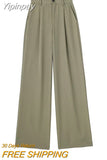Yipinpay Y2k Fashion Women Wide Leg Pants Female Solid with Pleated High Waist Trousers Ladies Chic Elegant Casual Loose Pants