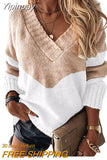 Yipinpay Autumn Winter V-neck Women's Pullover Leopard Striped Vintage Long Sleeve Knit Top Korean Fashion Pink Women Sweater Jersey