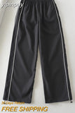 yipinpay Sweatpants Women Basic Y2K Cargo Pants 2023 Striped Baggy Track Pants 90s Joggers Casual Streetwear Low Rise Harem Capris