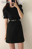 Yipinpay Woolen Dress Mini Short Sleeve Black Sukienki Damskie Party Winter Vintage Elegant Vestidos Mujer Korean Club Fall 2023