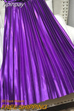 Yipinpay Spring Summer Women's Midi Pleated Skirts Belt Satin Vintage Elastic High Waist Plain Skirt Lining Korean A-line Skirt