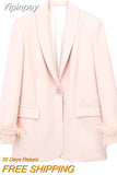 Yipinpay Fashion Woman Blazers 2023 Long Sleeve Casual Straight Feathers Women's Suit Female Chic Elegant Blazer Suits Coats New In