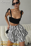 Yipinpay Streetwear Zebra Printing Shorts Women Fashion 2023 High Waist Shorts Contrast Loose Wide Legs Hot Pants Summer Lady
