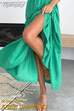 Yipinpay Womens Summer Skirt Boho Elastic Waist Pleated A-Line Flowy Layered Long Beach Skirt With Pockets Casual Street Style S-XL