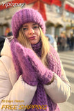 Yipinpay Women Knit Hat Scarf Gloves Sets Soft Warm Winter Solid Color Fashion Accessories for Cold Weather