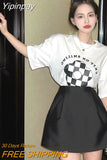 Yipinpay Line Puffy Mini Black Skirt Women High Waist Korean Style Fall Wild Casual Sexy Retro Y2k Suits Faldas Mujer Moda 2023 Jupe