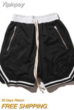 Yipinpay Men Summer Shorts Lace-Up Pants Sports Casual Basketball Run Wear Side Back Zipper Pocket Bottoms Skin-Friendly Comfortable