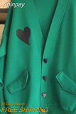 Yipinpay Size Spring Jacket Women Heart Coat Button Black Green Color Tops Love Space Cotton Ruffle Bat Sleeve Sweatshirts Hoodie