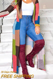 Yipinpay Long Sleeve Casual Longline Cardigan coat casual elegant autumn spring new fashion women's outfits female clothing
