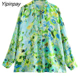 Yipinpay Fashion Women Floral Print Shorts Shirts Sets 2023 Summer Causal Single Breasted Bow Tops A-Line Side Zipper Short Pant