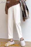 yipinpay Korean Casual Harem Pants Women Solid Autumn Winter High Waisted Sweatpants Female Pockets Loose Harajuku Pants Ladies