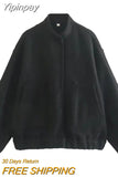 Yipinpay Oversize Bomber Jacket Women Beige Baseball Jackets For Women 2023 Long Sleeve Spring Jacket Woman New In Outerwears 0406