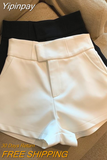 Yipinpay White Tailored Trousers Short Hot Casual High Waist Black Shorts Pants Women Wide Leg Bottom Y2K Streetwear Ropa Mujer
