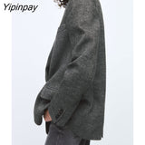 Yipinpay Women Chic Office Lady Single Button Blazer Vintage Coat Fashion Notched Collar Long Sleeve Ladies Outerwear Stylish Tops