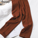 Yipinpay High Waist Winter Wide Brown Pants Elegant Woman Office Pants Trousers Loose Casual Women's Trousers Korean
