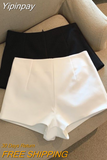 Yipinpay Wide Leg Black Suit Shorts Feminino Women Wild Pantalones Cortos De Mujer High Waist Sexy High Waist Zip Mujer