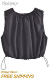 Yipinpay Fashion Tops for Women 2023 Crop Top Summer Black Corset Sleeveless Tops Ladies Chic Casual Loose Corset Top New In