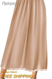 Yipinpay Women Half Slip Underskirt Summer Fall y2k Clothes Solid Color Elastic Waist Inner Lining Midi Skirt Long Underskirt for Ladies