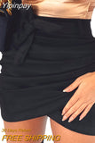 Yipinpay Women Suede Bodycon Pencil Skirt Ladies Party High Waist Ruffles Lovely Fashion Sexy Evening Party Mini Skirt