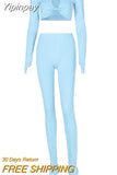 Yipinpay 2 Piece Outfits For Women Sexy Long Sleeve Crop Tops Drawstring Leggings Pants Sets Casual Sporty Sweatpants Tracksuits