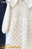 Yipinpay Down Collar Cotton-padded Doll Top Quilted Black Parkas Overcoat Thick Autumn Winter Single Breasted Parkas Jacket Size