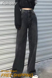 Yipinpay Street Fashion Retro Jeans Women Y2K New Multi-Pocket Straight Mopping Wide-Leg Pants Couple Hip-Hop Casual Loose Jeans
