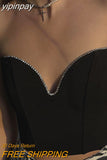 yipinpay Top Black Top Women Diamond Strapless Crop Top Summer Clothes 2023 Camis Top Streetwear Solid Backless Sexy Tank Top