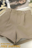 Yipinpay Cortos De Mujer High Waisted Shorts Feminino Wild Solid Simple Casual Suit Black Wide Leg Shorts Women White Spring