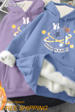 Yipinpay new cute cartoon print hoodie women's Y2K autumn plus velvet thick loose sweatshirt couple casual all-match pullover hoodie