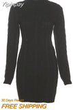 Yipinpay Knitted Sweater Dress Evening Party Fall Winter Clothes 2023 Vintage Sexy Bodycon Backless Long Sleeve Dress Night Club