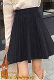 yipinpay 2023 Autumn Winter Short Pleated Knitted Skirts Women Kawaii High Waist Mini A-line Skirt Girls Slim Elegant Faldas