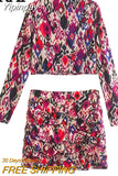 Yipinpay Printed Mini Skirt Women High Waist Vintage Skirt Sets Ruched Short Skirts Woman Fashion 2023 Streetwear Y2k Pleated Skirts