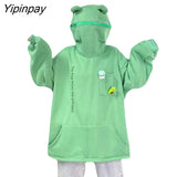 Yipinpay Harajuku Women Hoodie Pullover Winter Sense Hooded Casual Sweatshirts Autumn Embroidery Loose Top Doll Decoration Hoodies