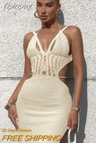 Yipinpay Fashion Trend Knitted Hollow Out Dress Women Sexy Backless Halter Maxi Sling Dresses Elegant Beach Female Vestidos
