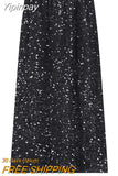 Yipinpay Pink Sequin Midi Skirts For Women Fashion Evening Party High Waist Slim Fit Skirt Long Black Gray Glitter Female Bottoms
