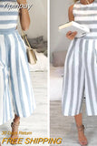 Yipinpay Women's Clubwear Playsuit Striped Loose Casual Party Jumpsuit & Romper Chiffon Long Trousers Backless Cut Out Romper Summer 2023