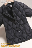 Yipinpay Coats Short Puffer Jacket Chaquetas Mujer Cotton-padded Thick Outwear Tops Solid Argyle Overcoat Plaid Parkas Half Black