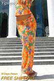 Yipinpay Women Summer Outfits Colorful Floral Sleeveless Bandeau Tops And Casual Elastic Long Skirt Set Clubwear Club Street Style