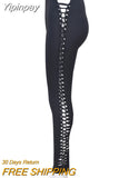 Yipinpay Women High Waist Side Hollow Out Pencil Pants Sexy Vintage Slim Straight Sweatpants 2023 Spring Fall Harajuku Lolita Y2K Clothes