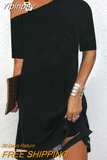 Yipinpay Strap Cold Shoulder Contrast Mesh Casual Dress women summer 2023 new fashion black mini dresses