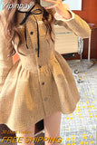 Yipinpay Autumn Elegant Y2k Mini Dress Women Casual Vintage Short Party Dress Female Long Sleeve One Piece Dress Korean Fashion