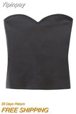 Yipinpay Off Shoulder Corset Tops For Women Silver Knit Crop Top Female Backless Sexy Tube Tops Summer Sleeveless Bustier Top Woman