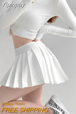 Yipinpay Micro Pleated Skirt Women Sexy Skort Vintage Preppy High Waist A-line Black Mini Skirt Y2k Shorts School Casual Summer