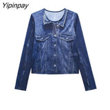 Yipinpay Vintage 2023 Solid Slim Blouse Pants Sets Spring Summer Casual Single Breasted Long Sleeve Shirt Zipper Flare Pants Outwear
