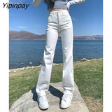 Yipinpay High Waist Mom Jeans Stretch Straight Vintage Casual Women Jeans Pants