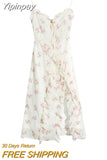 Yipinpay Summer Floral Sleeveless Midi Dress Elegant Sexy French Vintage Strap Dress Woman Party One Piece Dress Korean Fashion