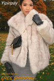 Yipinpay Women's Fashion Faux Fur Coat Winter Loose Long Sleeve Shaggy Overcoats Thick Warm Coat Elegant Female Street Party Outerwear